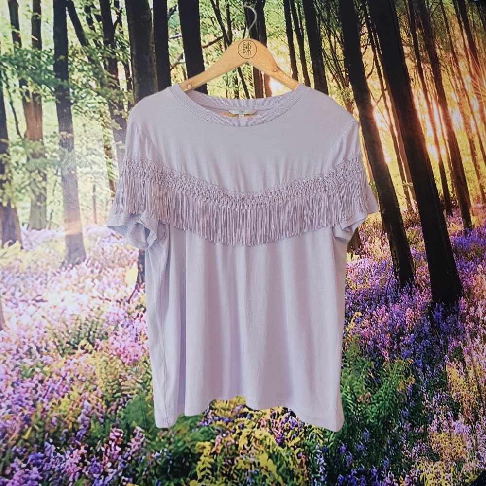 Lilac Next Tassel T Shirt Top Size 16 - Picture 1 of 4